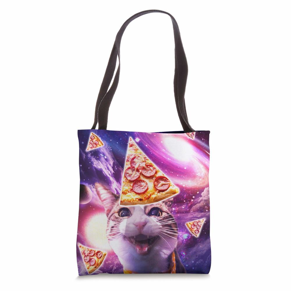 Space Galaxy Cat With Pizza Tote Bag ^-^